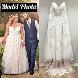 Essence of Australia Boho Strapless Plus Size A-Line Wedding Dress With Lace
